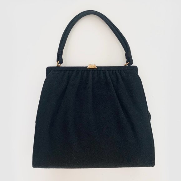 Vintage 50s Bags by Dorian Black Pleated Handbag - Picture 3 of 11